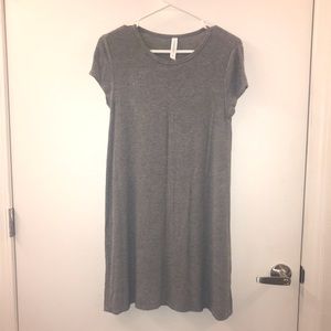 Grey, Ribbed T-shirt Dress
